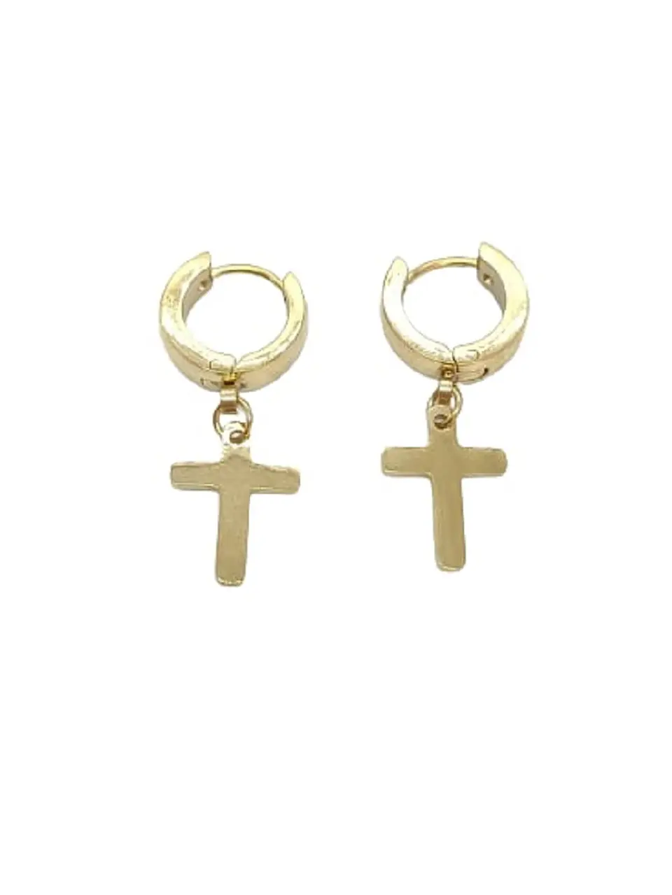 Aros Punk Largo Cruz Acero Negro Pendientes Hombre Mujer  8