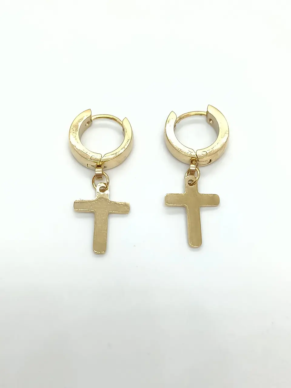 Aros Punk Largo Cruz Acero Negro Pendientes Hombre Mujer  13