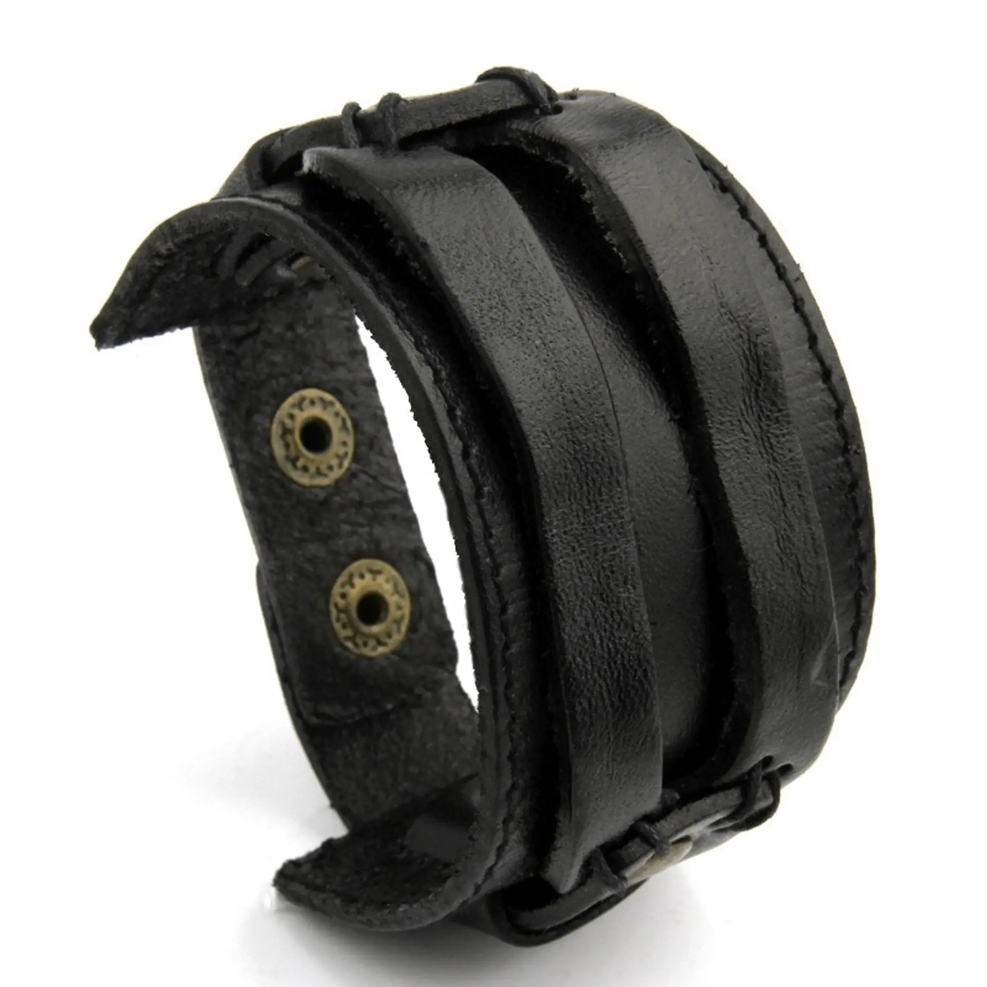 Brazalete Pulsera Hombre Mujer Cuero Marrón Y Negro punk rock 2