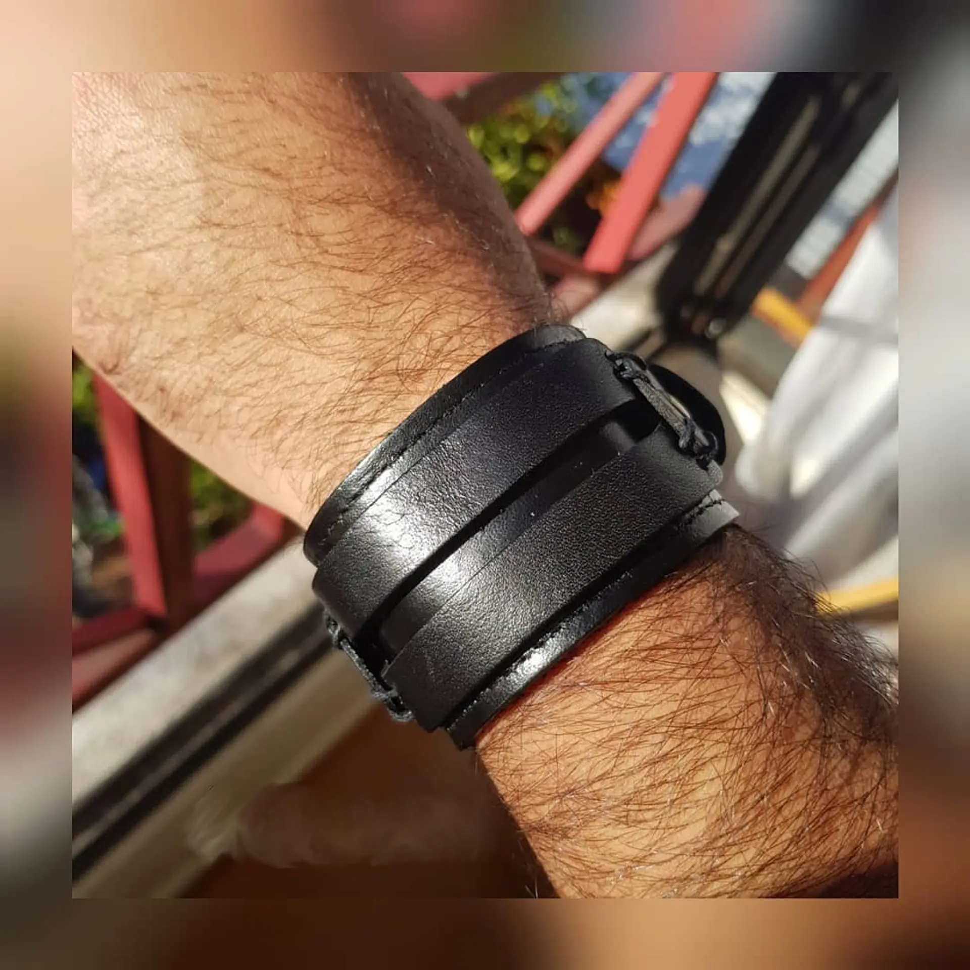 Brazalete Pulsera Hombre Mujer Cuero Marrón Y Negro punk rock 3