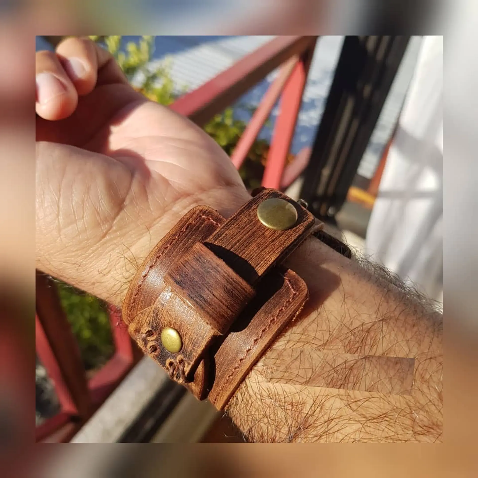 Brazalete Pulsera Hombre Mujer Cuero Marrón Y Negro punk rock 5
