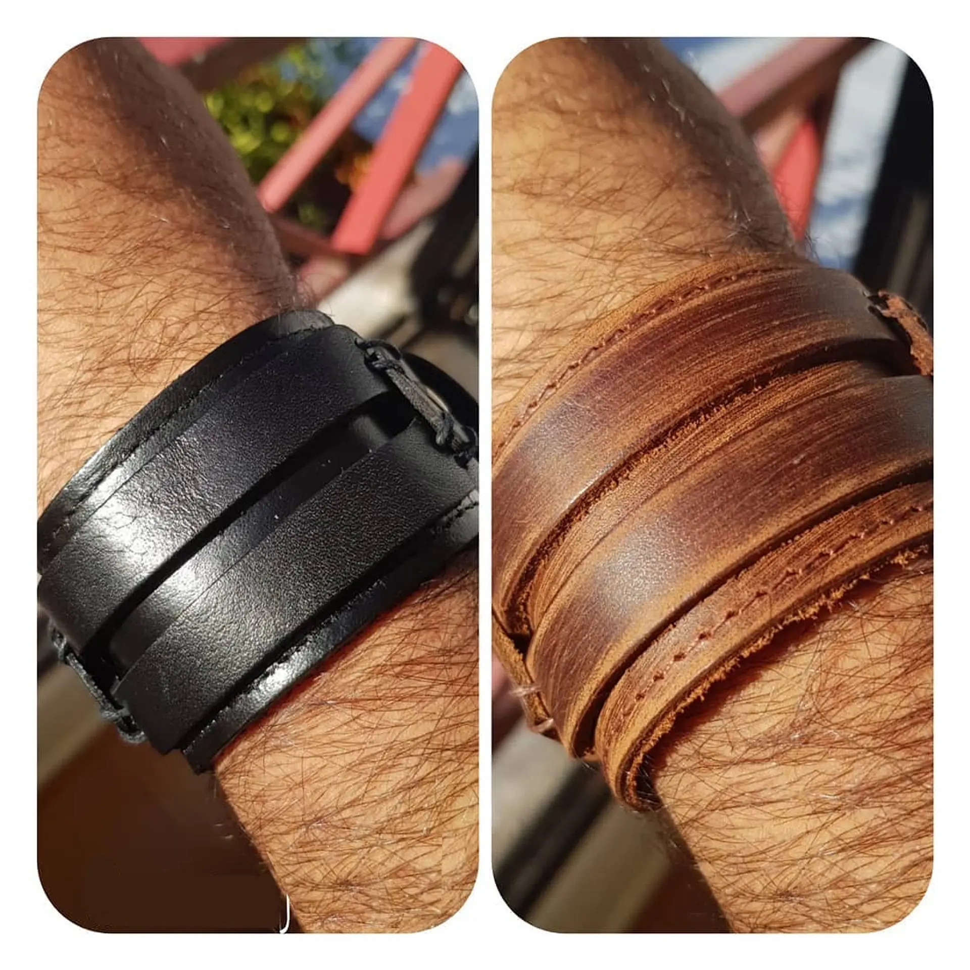 Brazalete Pulsera Hombre Mujer Cuero Marrón Y Negro punk rock 6