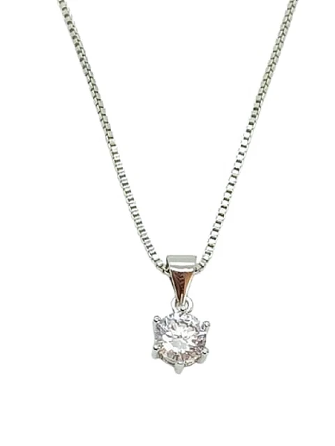 Colgante Punto De Luz en Plata fina ley S925 Cadena Veneciana