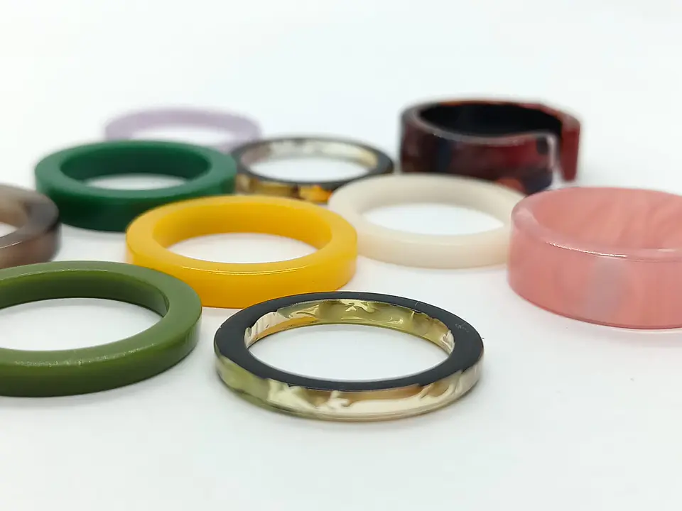 Set 10 Anillos Resina Colores Medidas Varias Juvenil Frescos  5