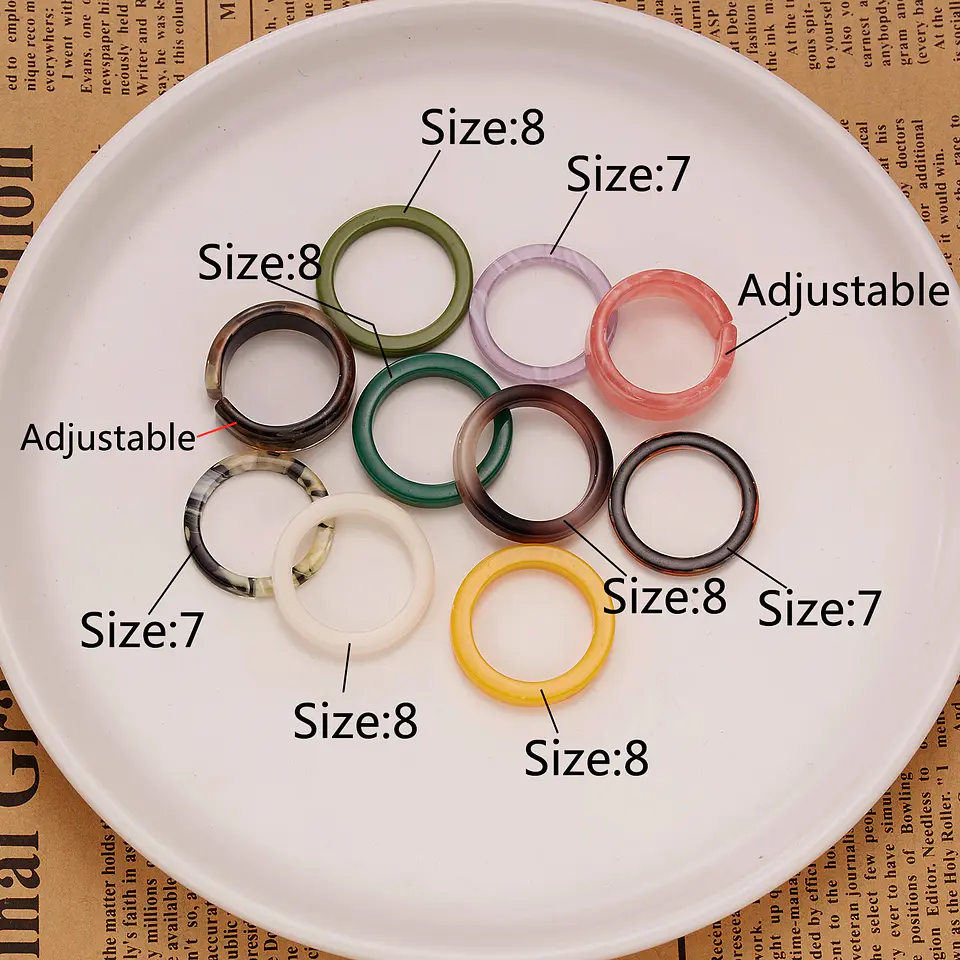 Set 10 Anillos Resina Colores Medidas Varias Juvenil Frescos  7