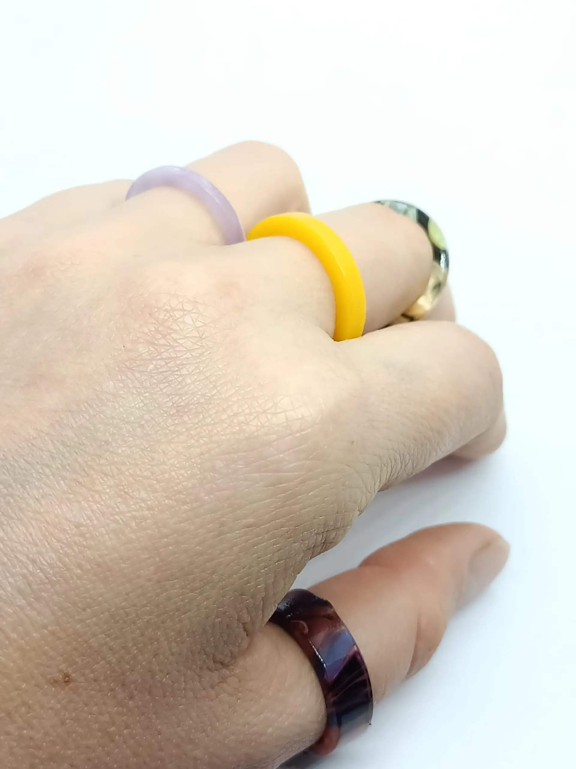 Set 10 Anillos Resina Colores Medidas Varias Juvenil Frescos  8
