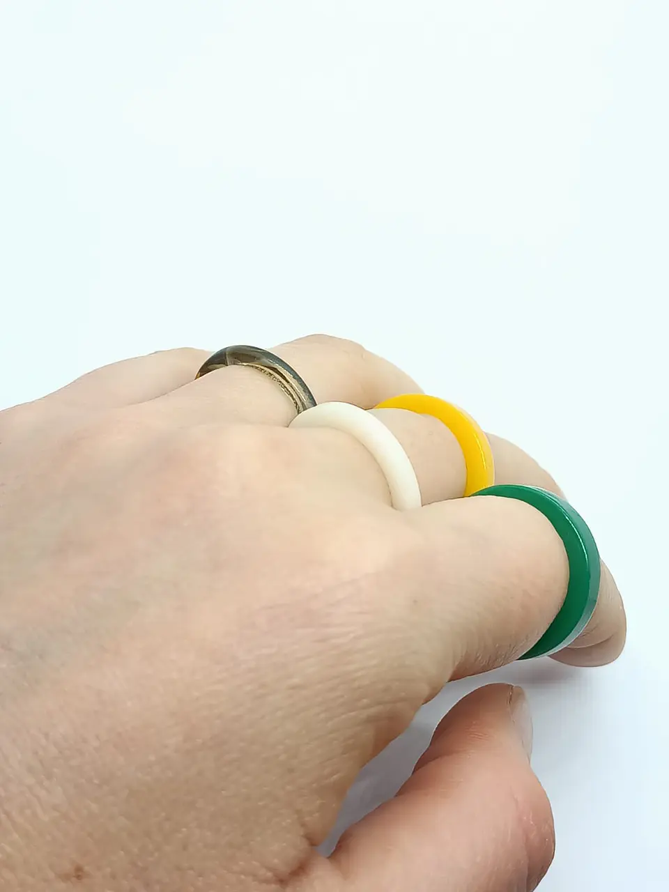 Set 10 Anillos Resina Colores Medidas Varias Juvenil Frescos  10