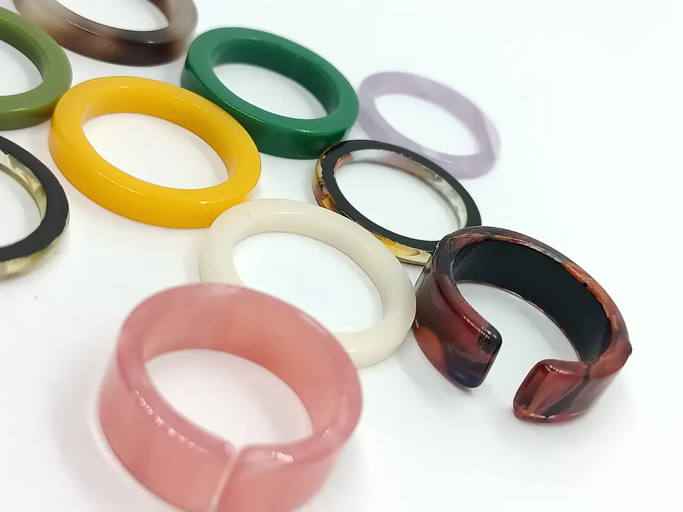 Set 10 Anillos Resina Colores Medidas Varias Juvenil Frescos  3