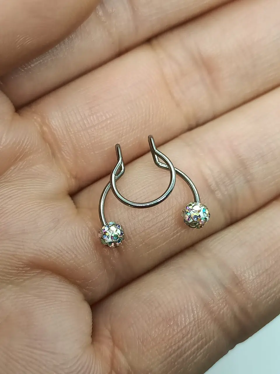 Piercing Zirconia Sin Hoyos Sin Perforación Tornasol Septum 7