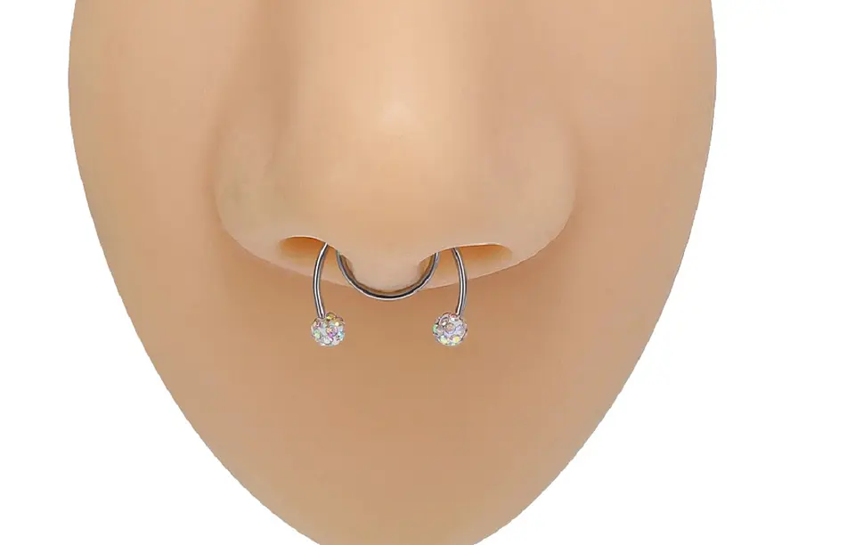 Piercing Zirconia Sin Hoyos Sin Perforación Tornasol Septum 9