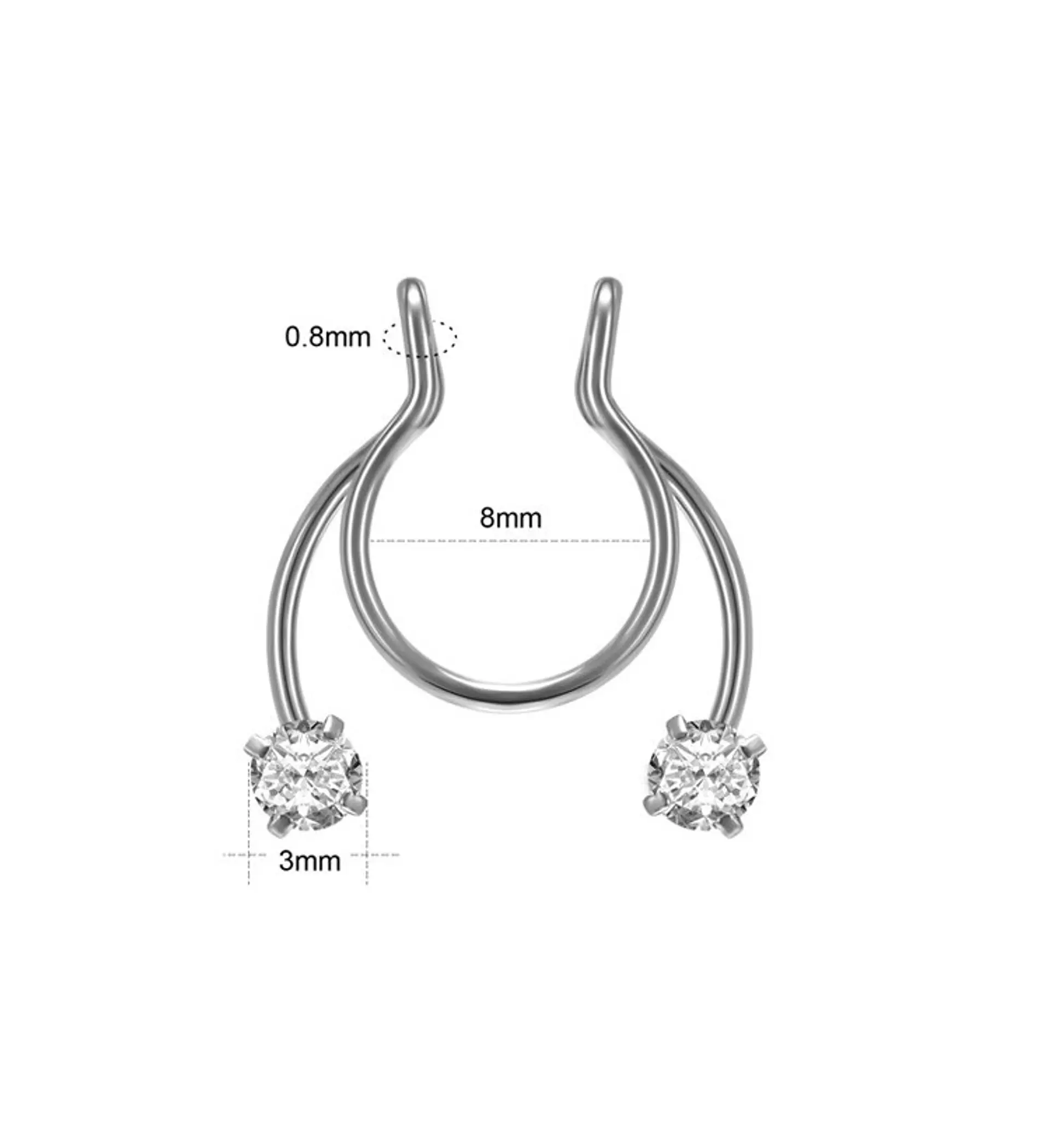 Piercing Zirconia Sin Hoyos Sin Perforación Tornasol Septum 14