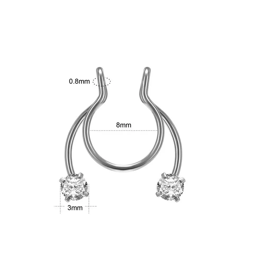 Piercing Zirconia Sin Hoyos Sin Perforación Tornasol Septum 14