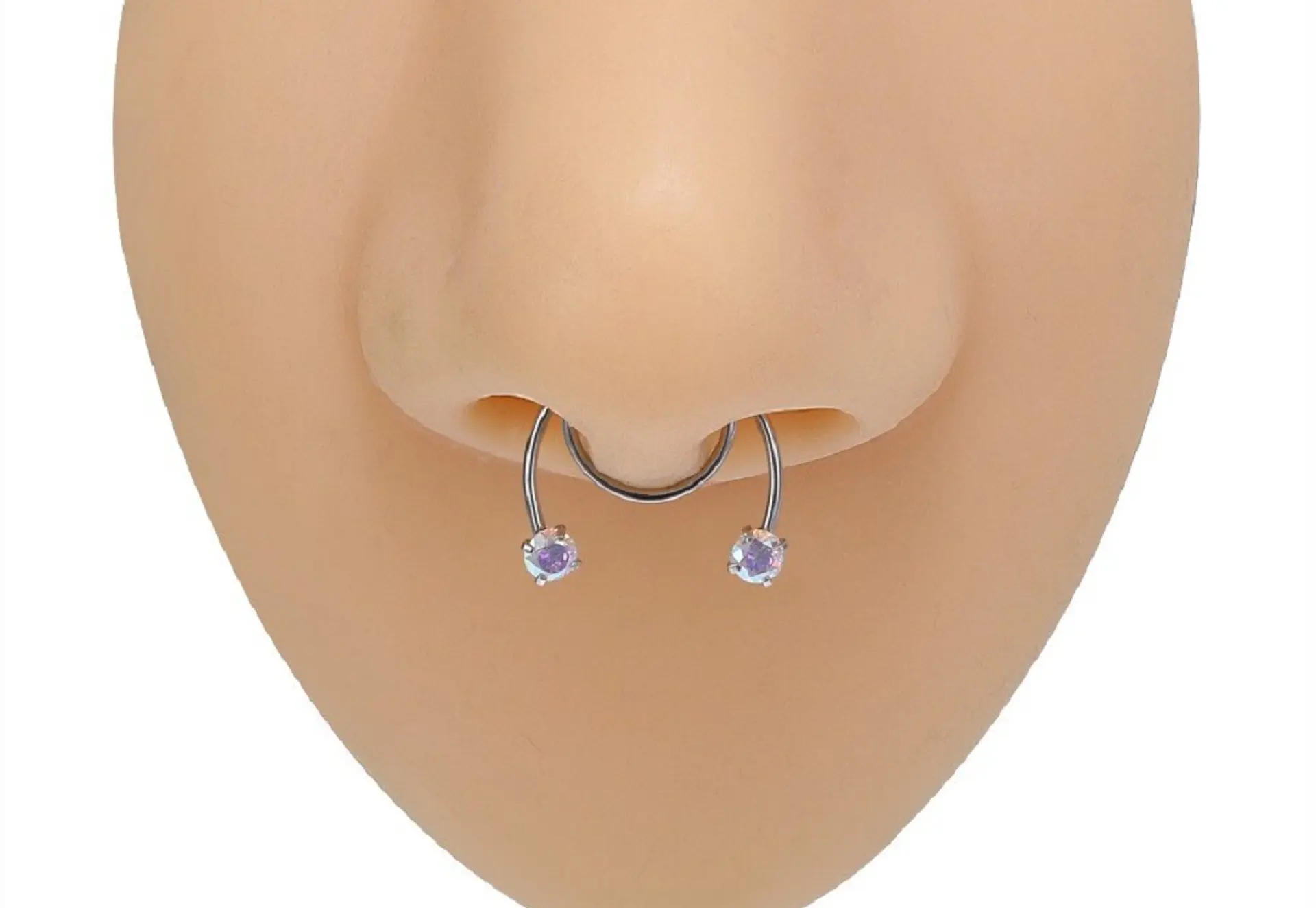 Piercing Zirconia Sin Hoyos Sin Perforación Tornasol Septum 19