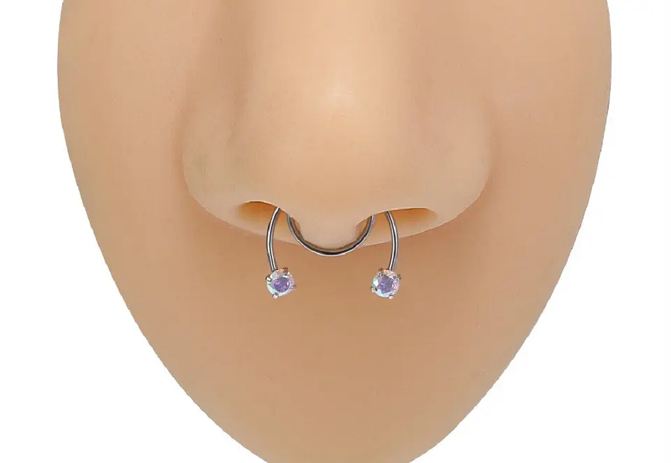 Piercing Zirconia Sin Hoyos Sin Perforación Tornasol Septum 19