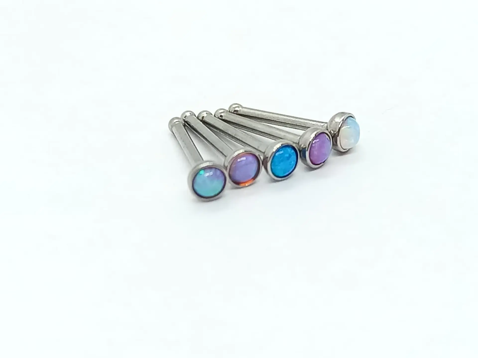 Set Piercing Nostril Opalo Colores Nariz Boca Pack Acero punk 4