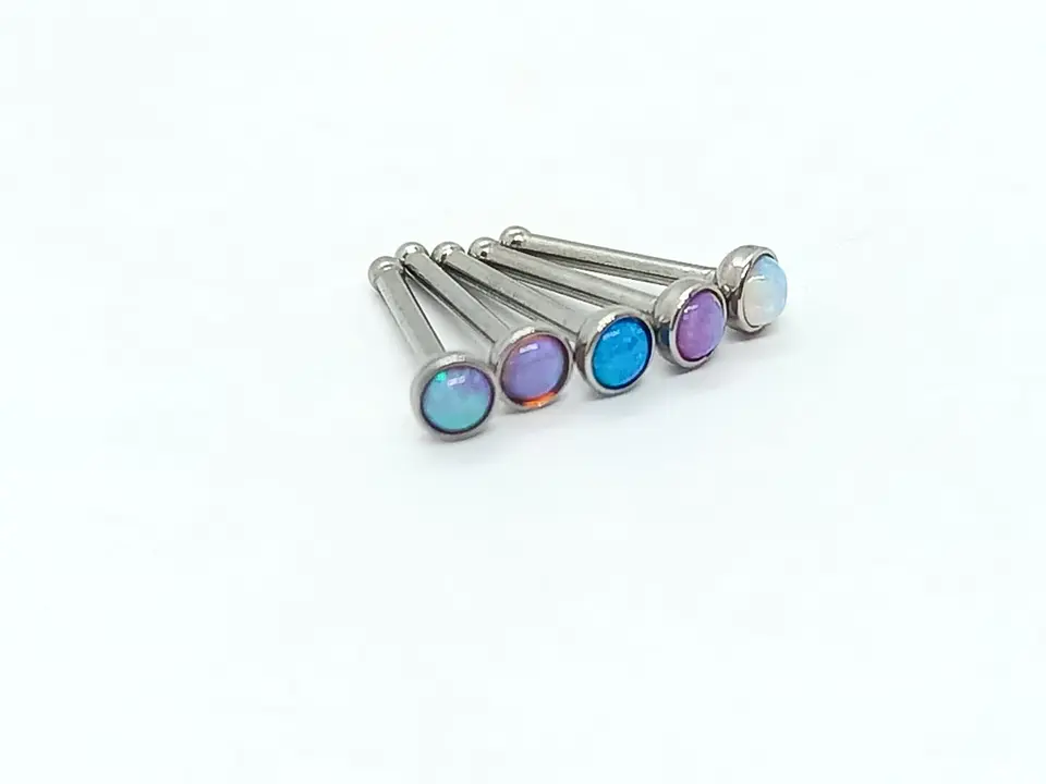Set Piercing Nostril Opalo Colores Nariz Boca Pack Acero punk 4