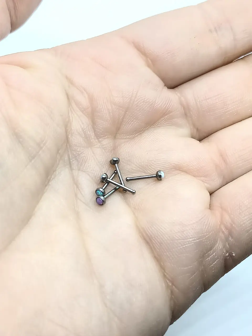 Set Piercing Nostril Opalo Colores Nariz Boca Pack Acero punk 10