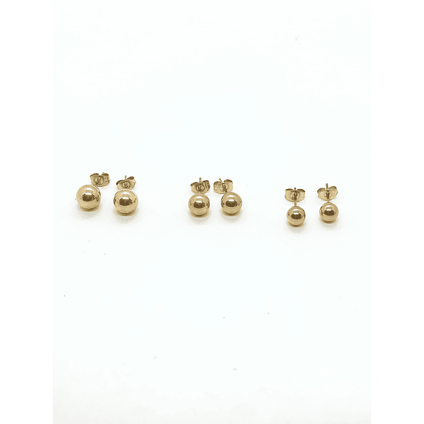 Aros esferas hipoalergénicos de 3mm a 8mm chapados en oro 14kl 4