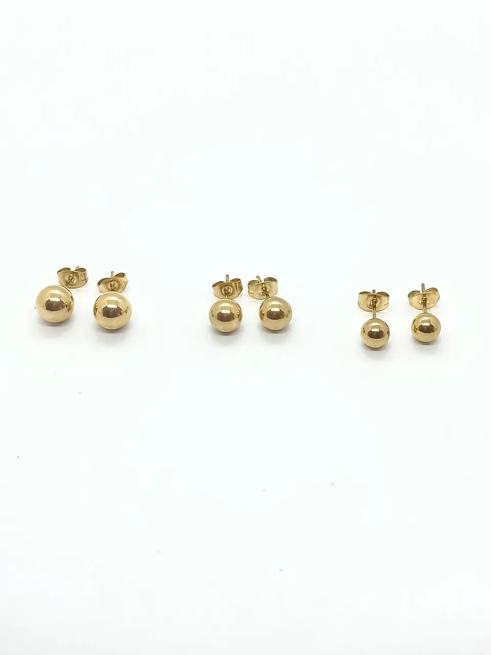 Aros esferas hipoalergénicos de 3mm a 8mm chapados en oro 14kl 4