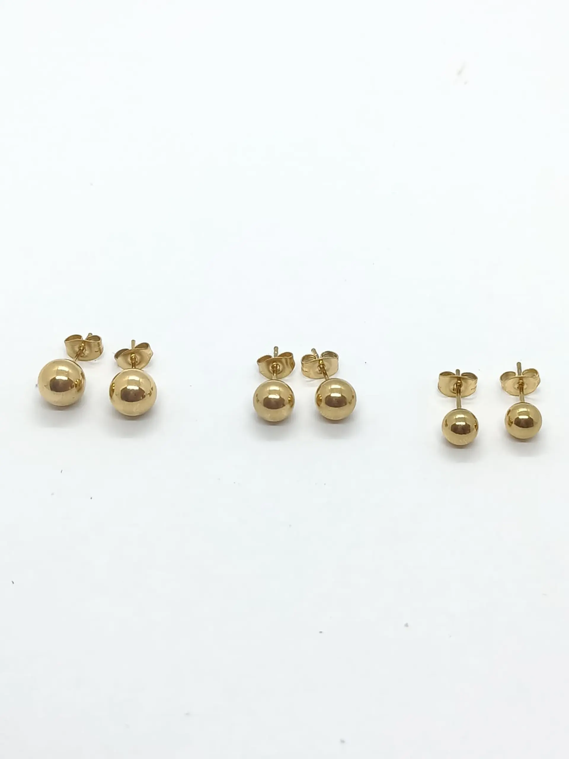 Aros esferas hipoalergénicos de 3mm a 8mm chapados en oro 14kl 5