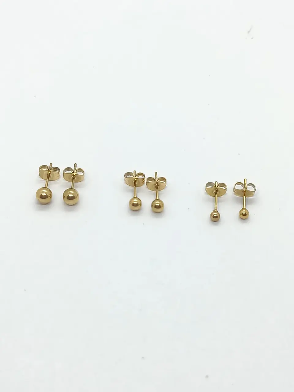 Aros esferas hipoalergénicos de 3mm a 8mm chapados en oro 14kl 11