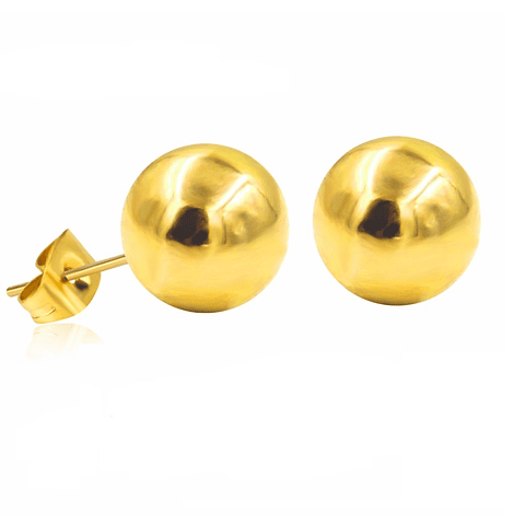 Pendientes esferas hipoalergénicos de 3mm a 8mm chapados en oro 14kl