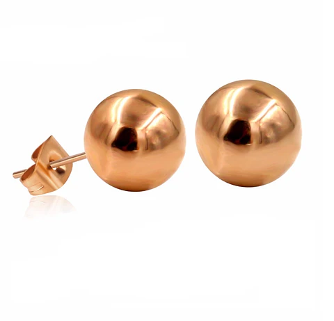 Aros Aretes Medianos Esferas Bolas Acero Quirúrgico Puntos gold rose