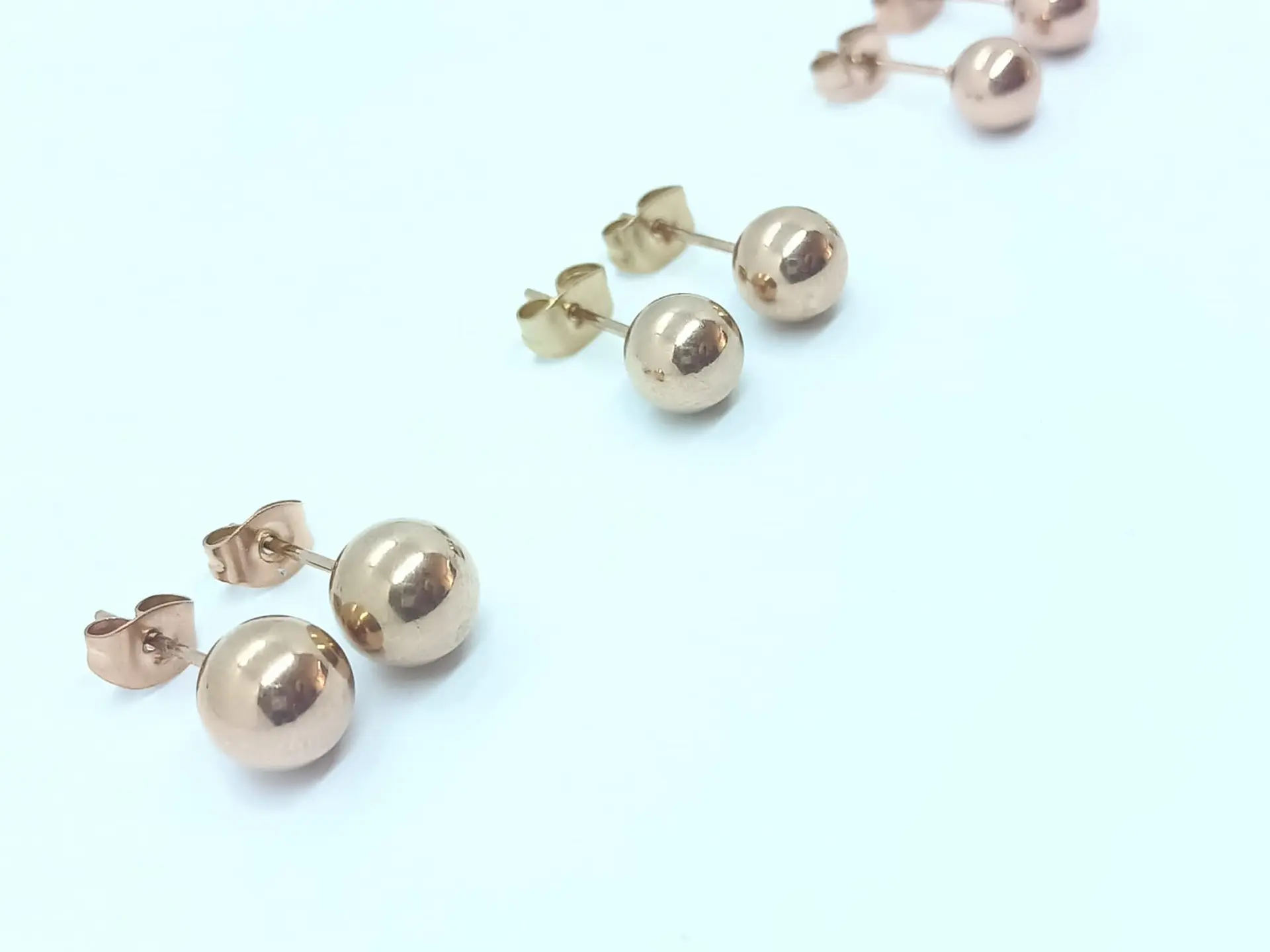 Aros Aretes Medianos Esferas Bolas Acero Quirúrgico Puntos gold rose 5