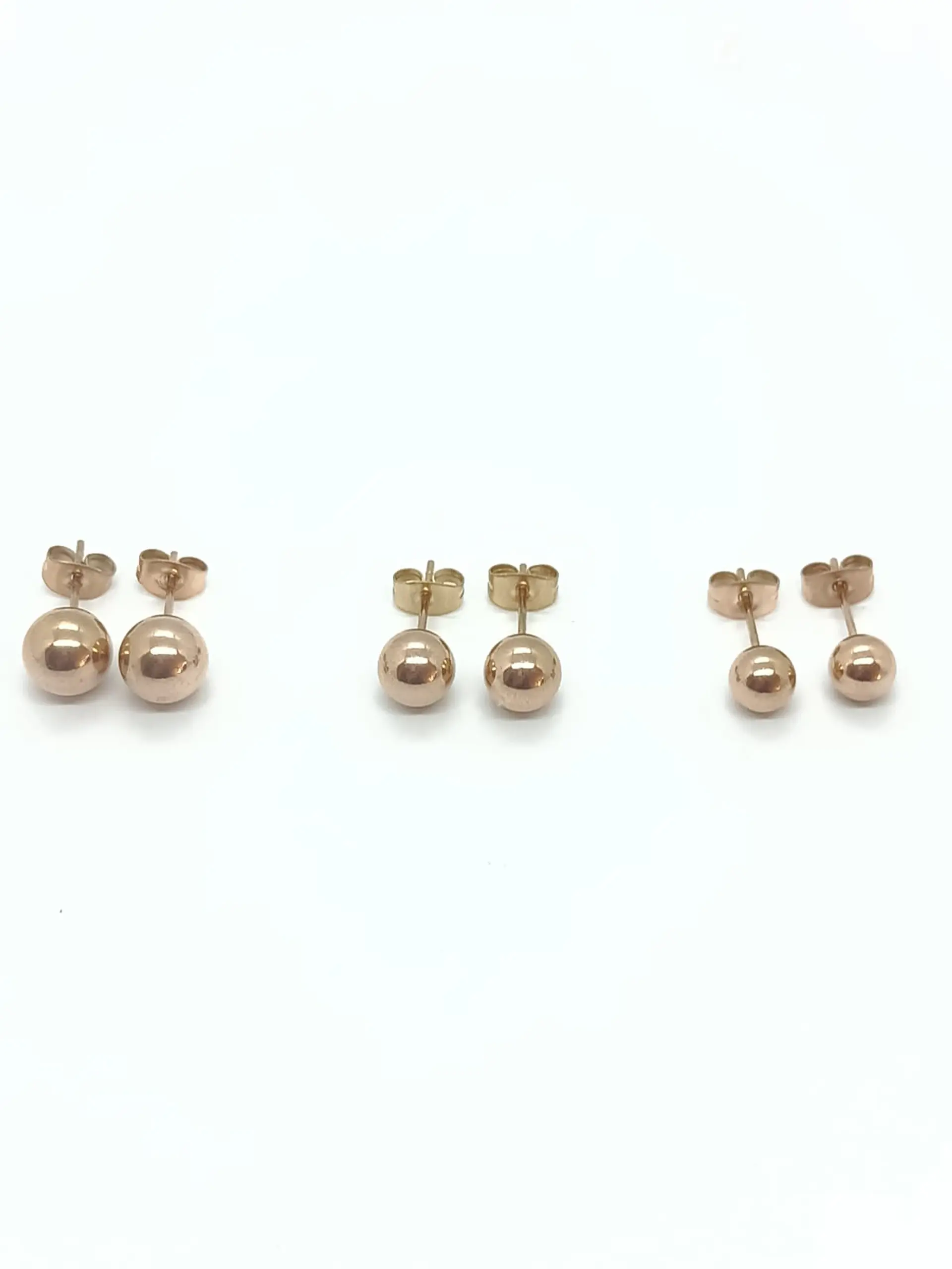 Aros Aretes Medianos Esferas Bolas Acero Quirúrgico Puntos gold rose 6