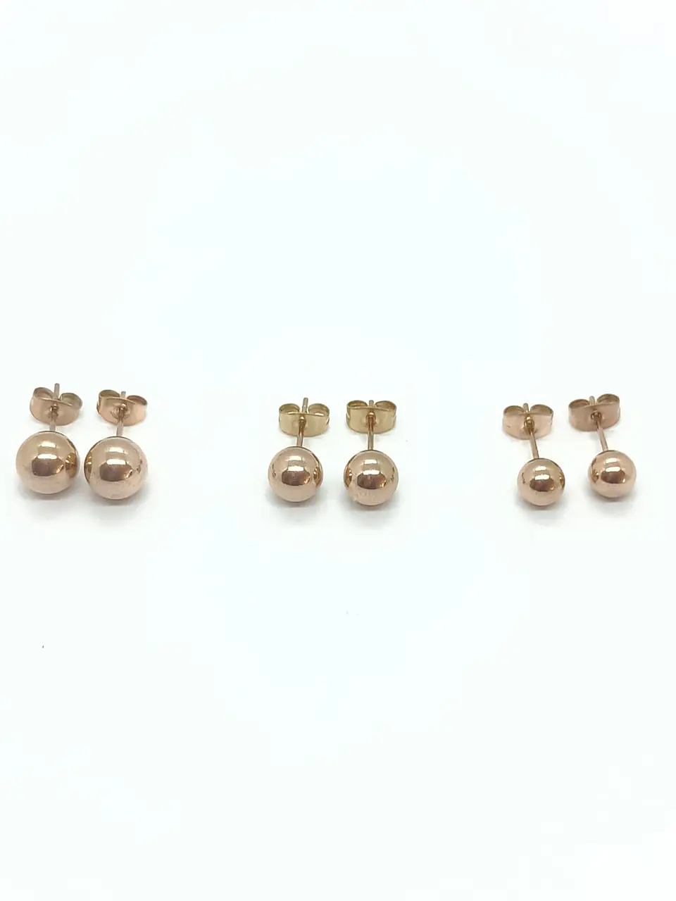 Aros Aretes Medianos Esferas Bolas Acero Quirúrgico Puntos gold rose 6