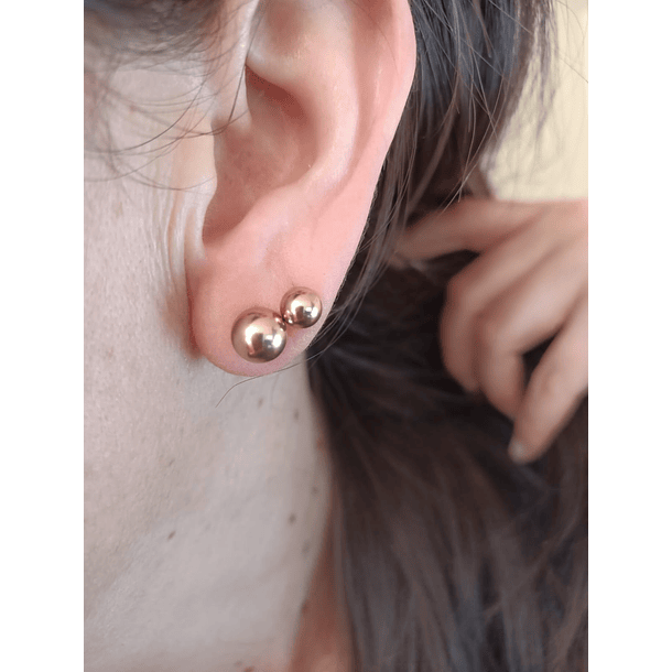 Aros Aretes Medianos Esferas Bolas Acero Quirúrgico Puntos gold rose 7