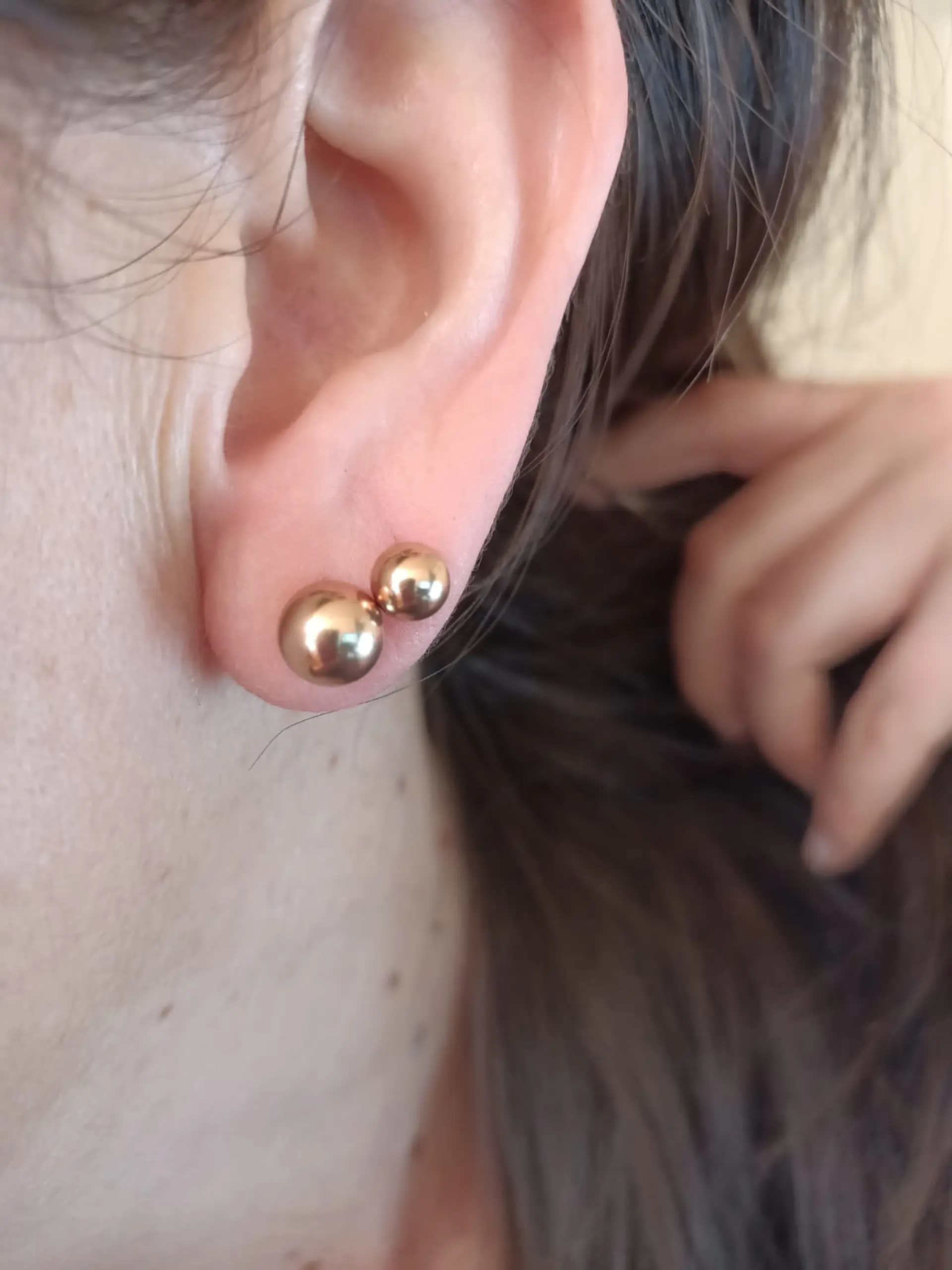 Aros Aretes Medianos Esferas Bolas Acero Quirúrgico Puntos gold rose 7