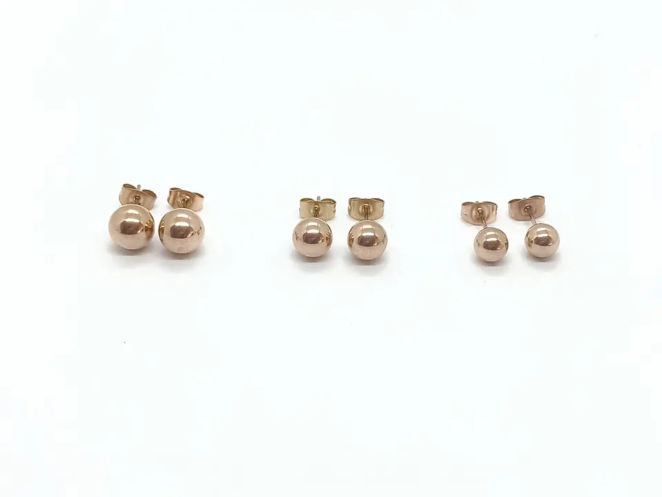 Aros Aretes Medianos Esferas Bolas Acero Quirúrgico Puntos gold rose 8