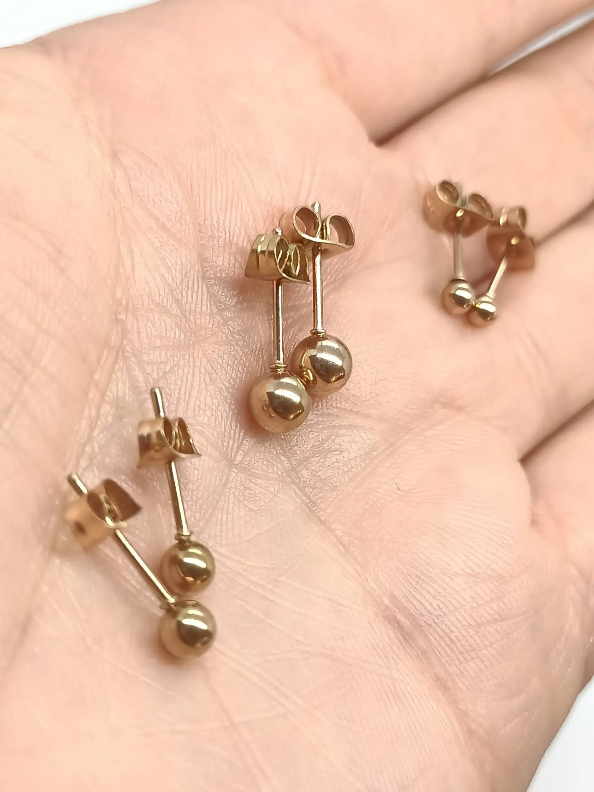 Aros Aretes Medianos Esferas Bolas Acero Quirúrgico Puntos gold rose 11