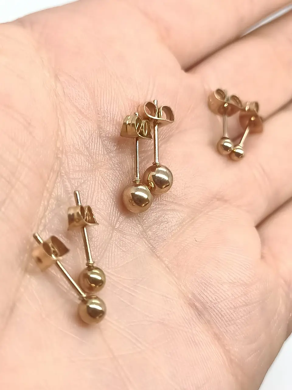 Aros Aretes Medianos Esferas Bolas Acero Quirúrgico Puntos gold rose 11