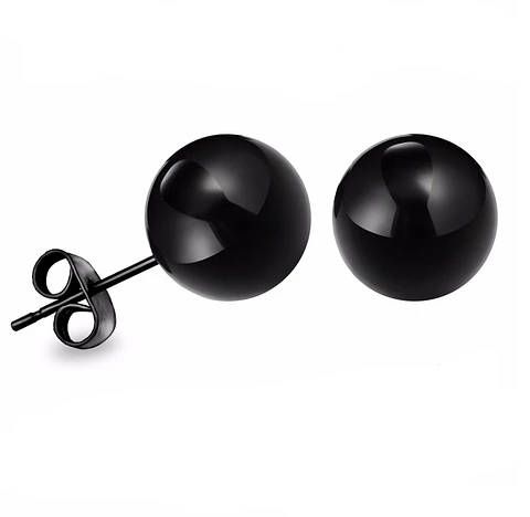 Pendientes Esferas de 3mm a 8mm Negras hipoalergénica 
