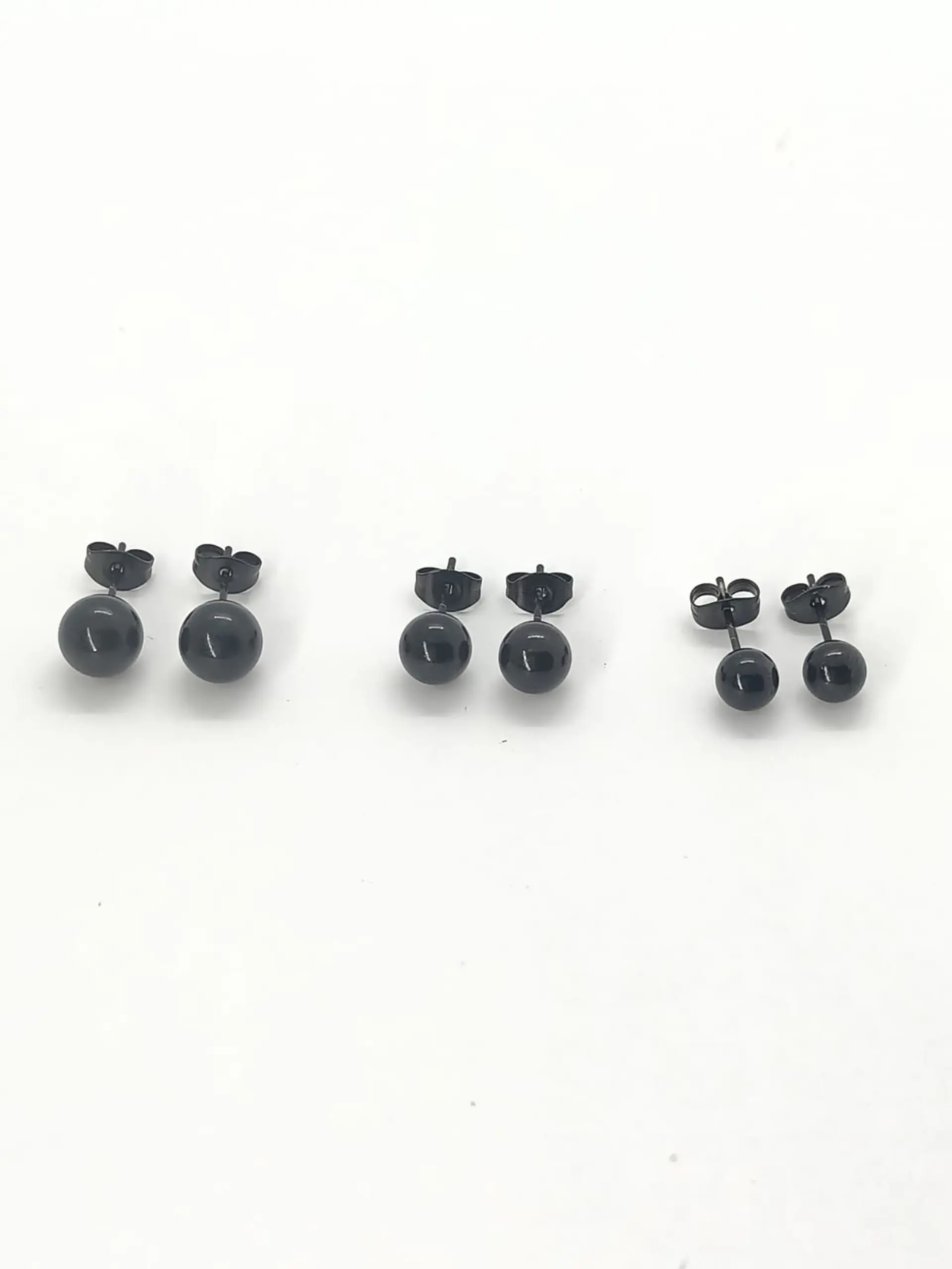 Pendientes Esferas de 3mm a 8mm Negras hipoalergénica  3