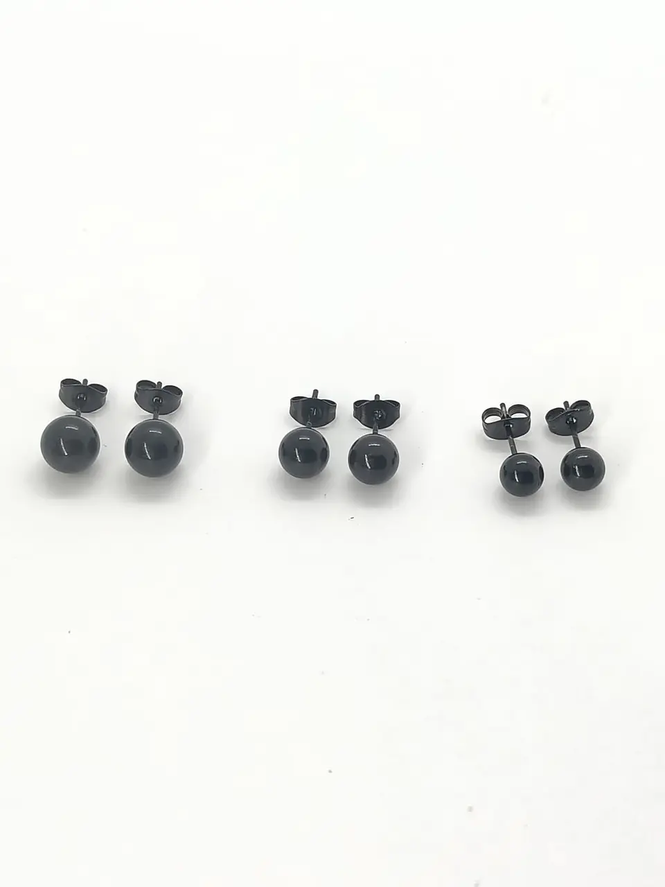 Pendientes Esferas de 3mm a 8mm Negras hipoalergénica  3