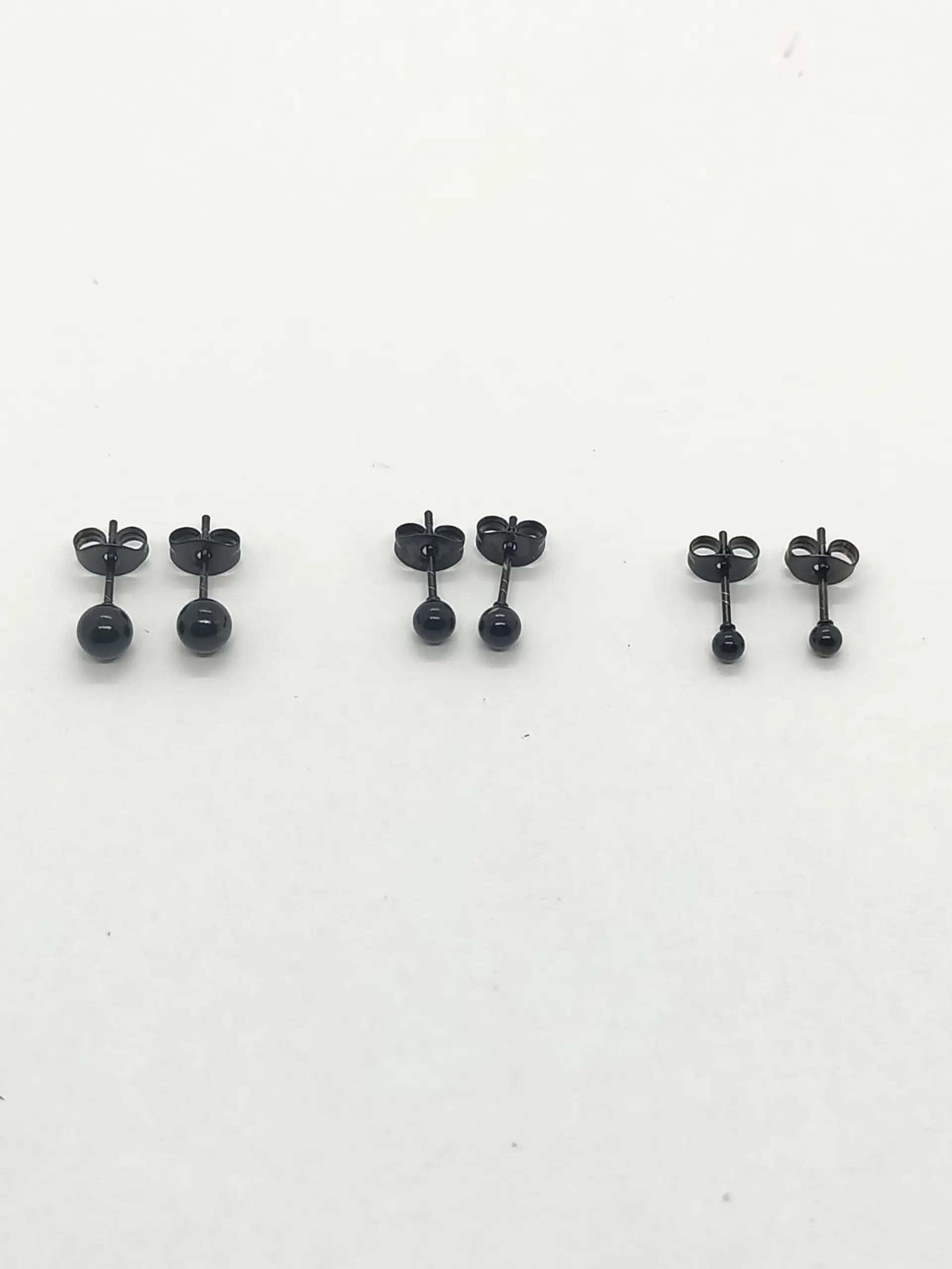 Pendientes Esferas de 3mm a 8mm Negras hipoalergénica  6