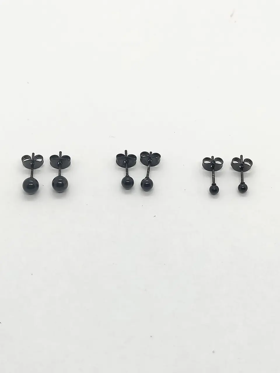 Pendientes Esferas de 3mm a 8mm Negras hipoalergénica  6