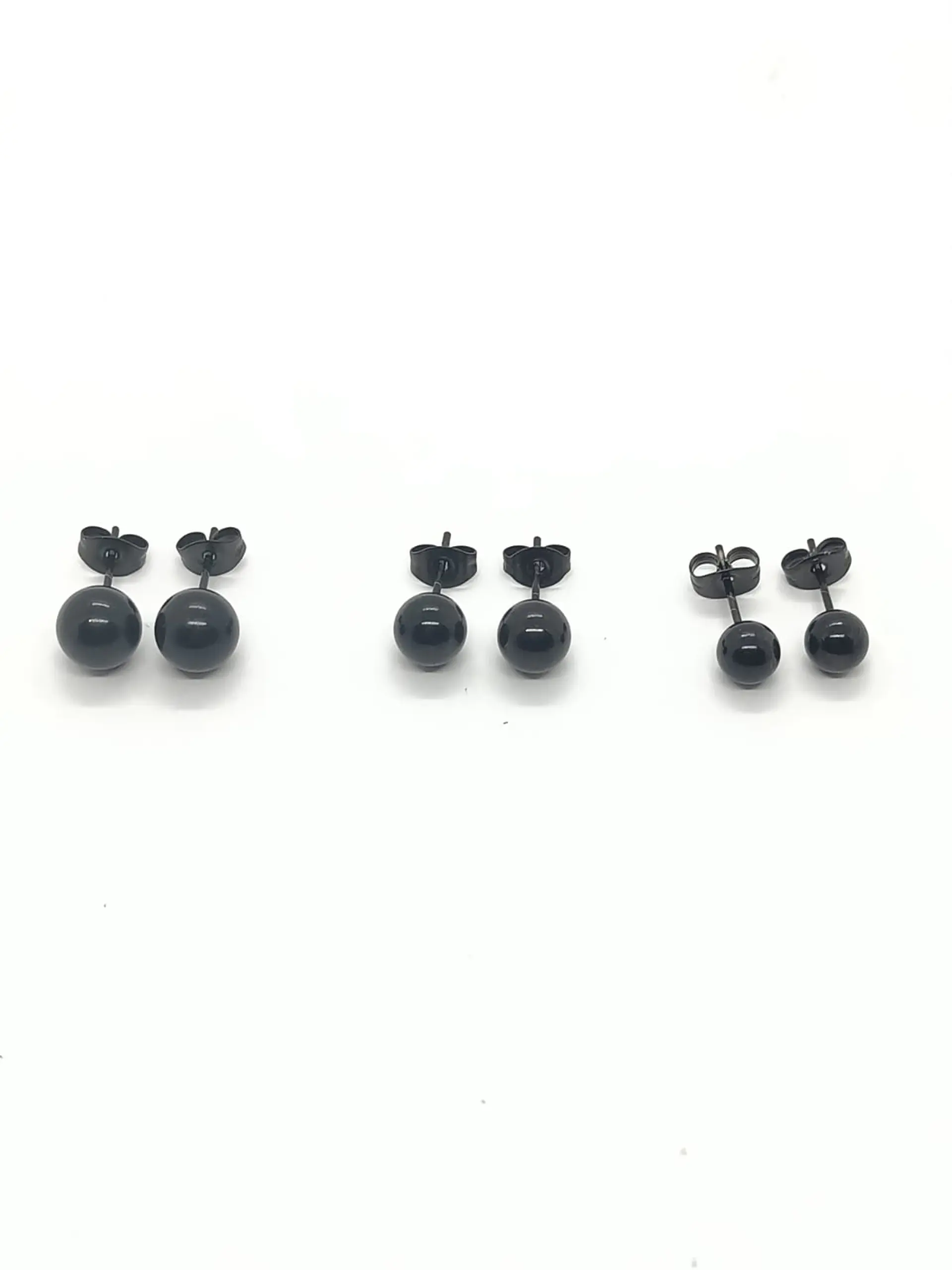Pendientes Esferas de 3mm a 8mm Negras hipoalergénica  7