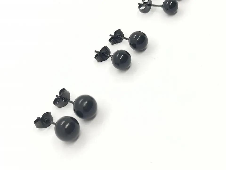 Pendientes Esferas de 3mm a 8mm Negras hipoalergénica  8