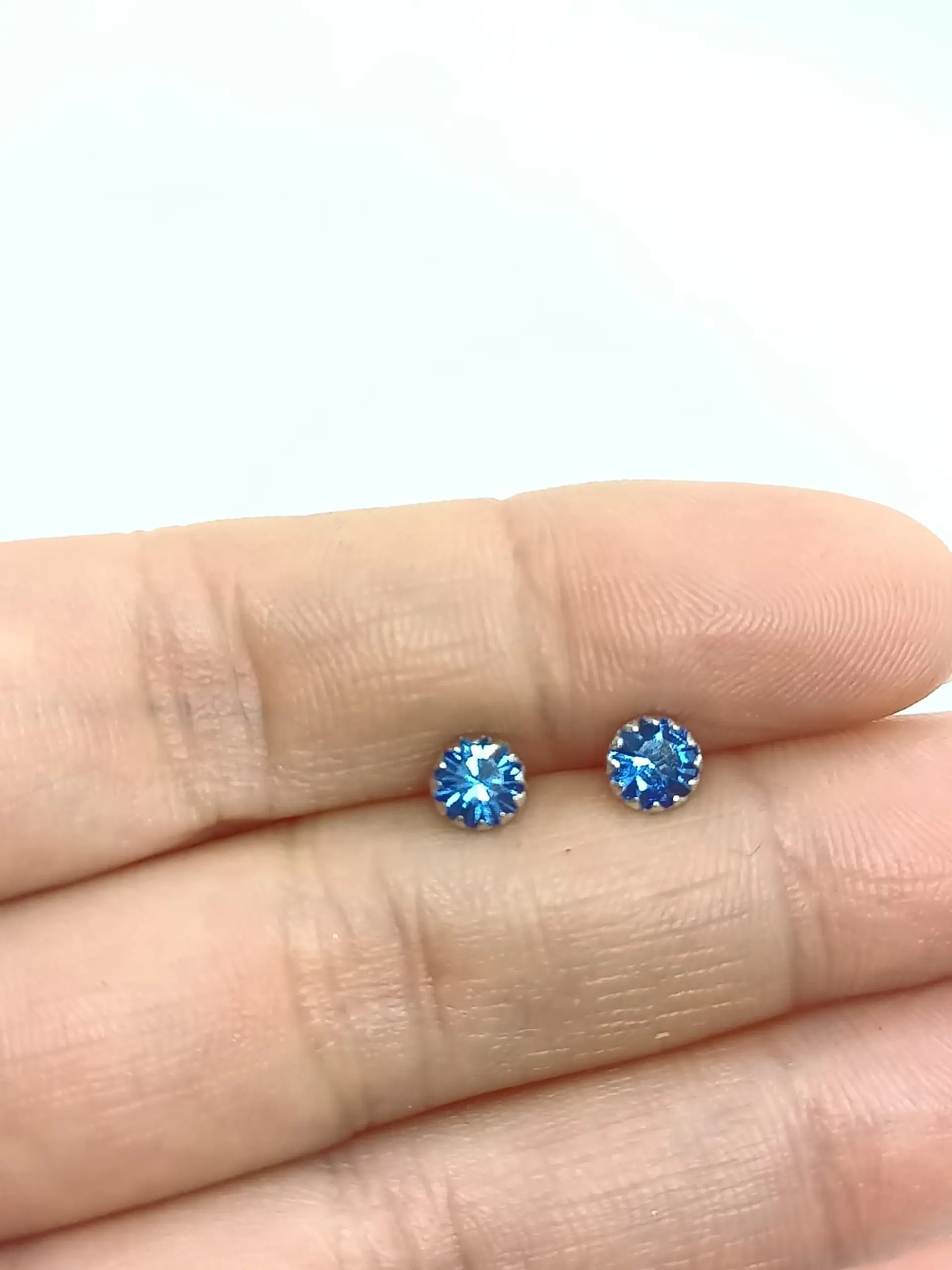 Pendientes Colores puntos De luz 5mm Plata fina ley S925 15