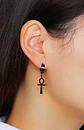 Aros Punk Black Ankh Cross Hombre Mujer Acero Cruz Negro - Miniatura 4