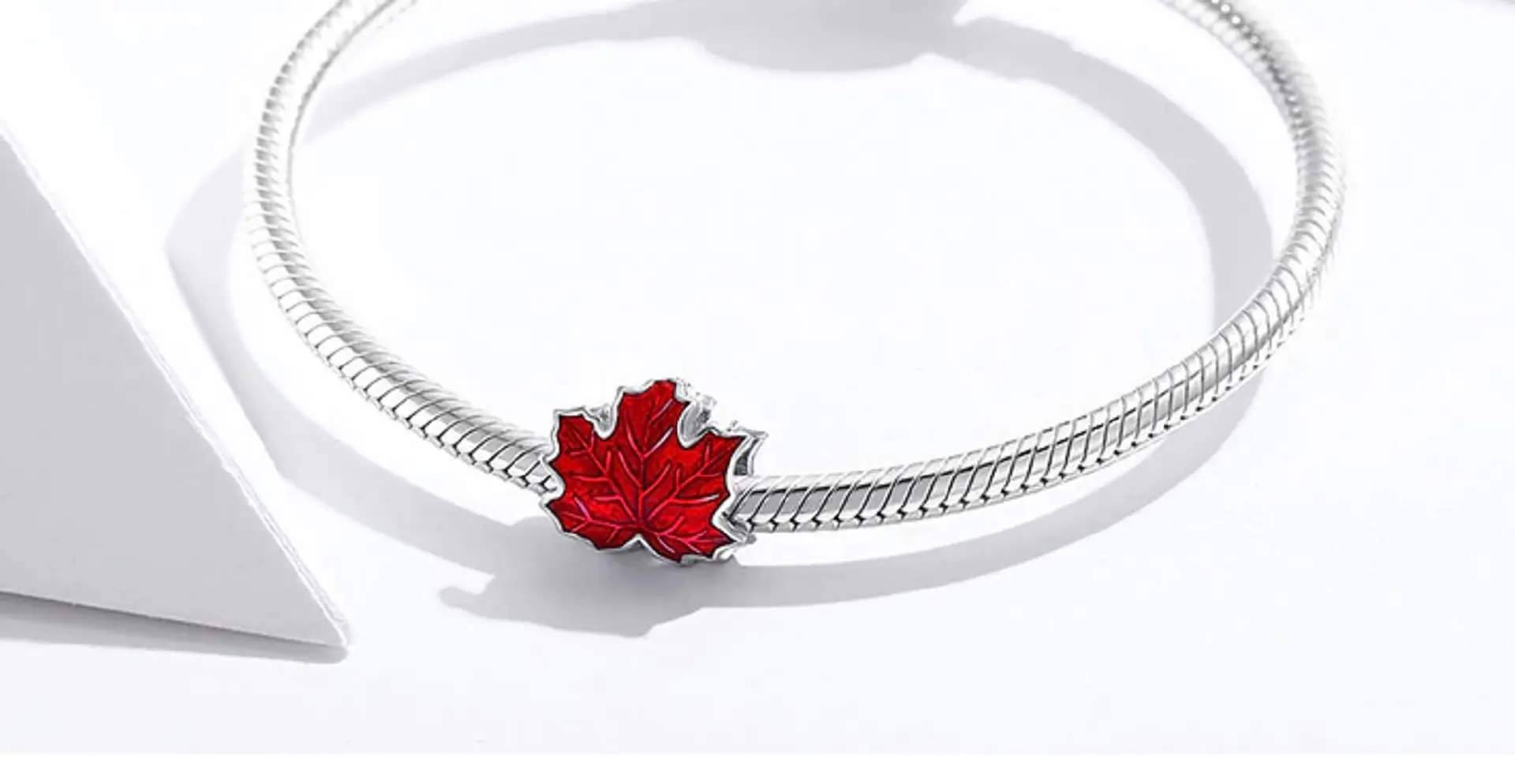 Charm dije abalorio hoja de maple roja plata fina 925 6