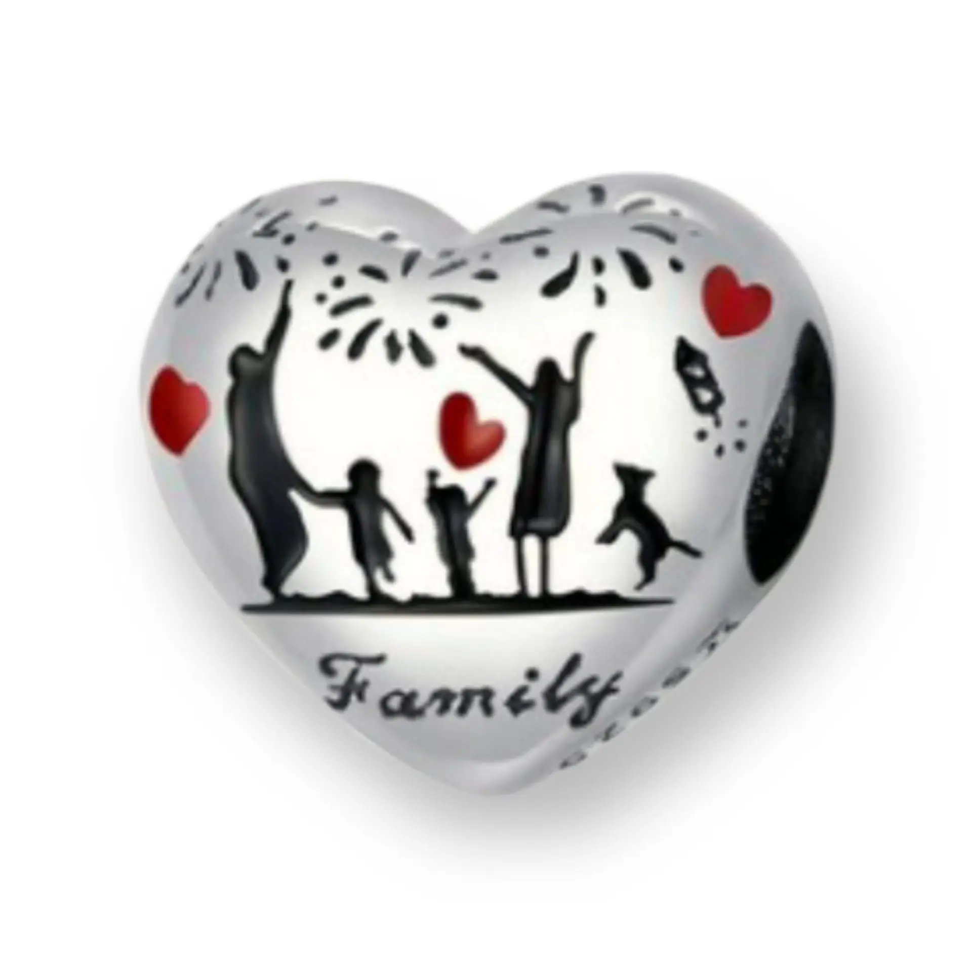 Charm dije abalorio familia de 5 plata 925 estilo Pandora corazón 1