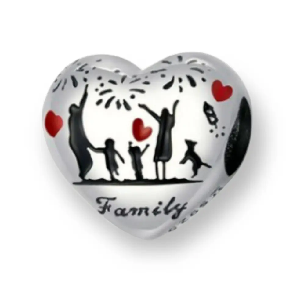 Charm dije abalorio familia de 5 plata 925 estilo Pandora corazón 1