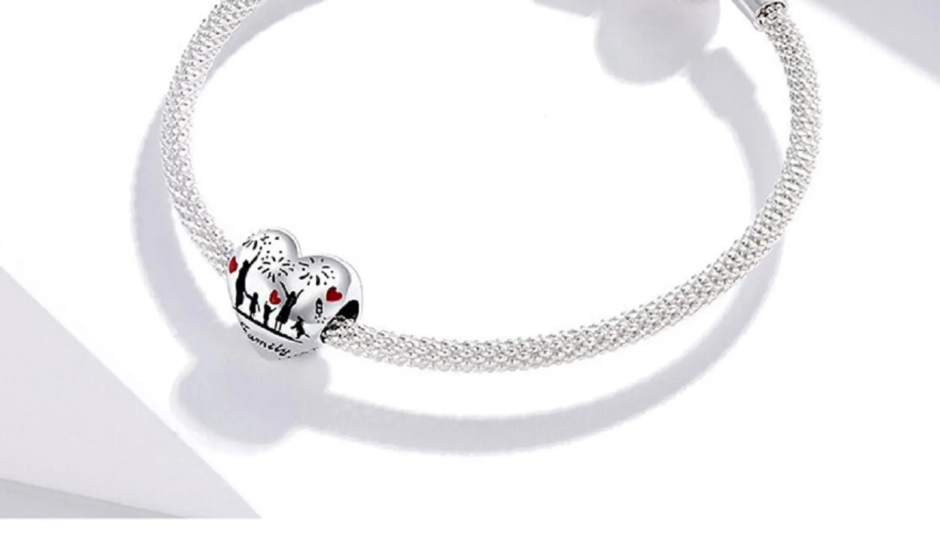 Charm dije abalorio familia de 5 plata 925 estilo Pandora corazón 3
