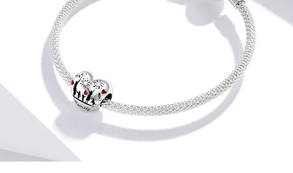 Charm dije abalorio familia de 5 plata 925 estilo Pandora corazón 3