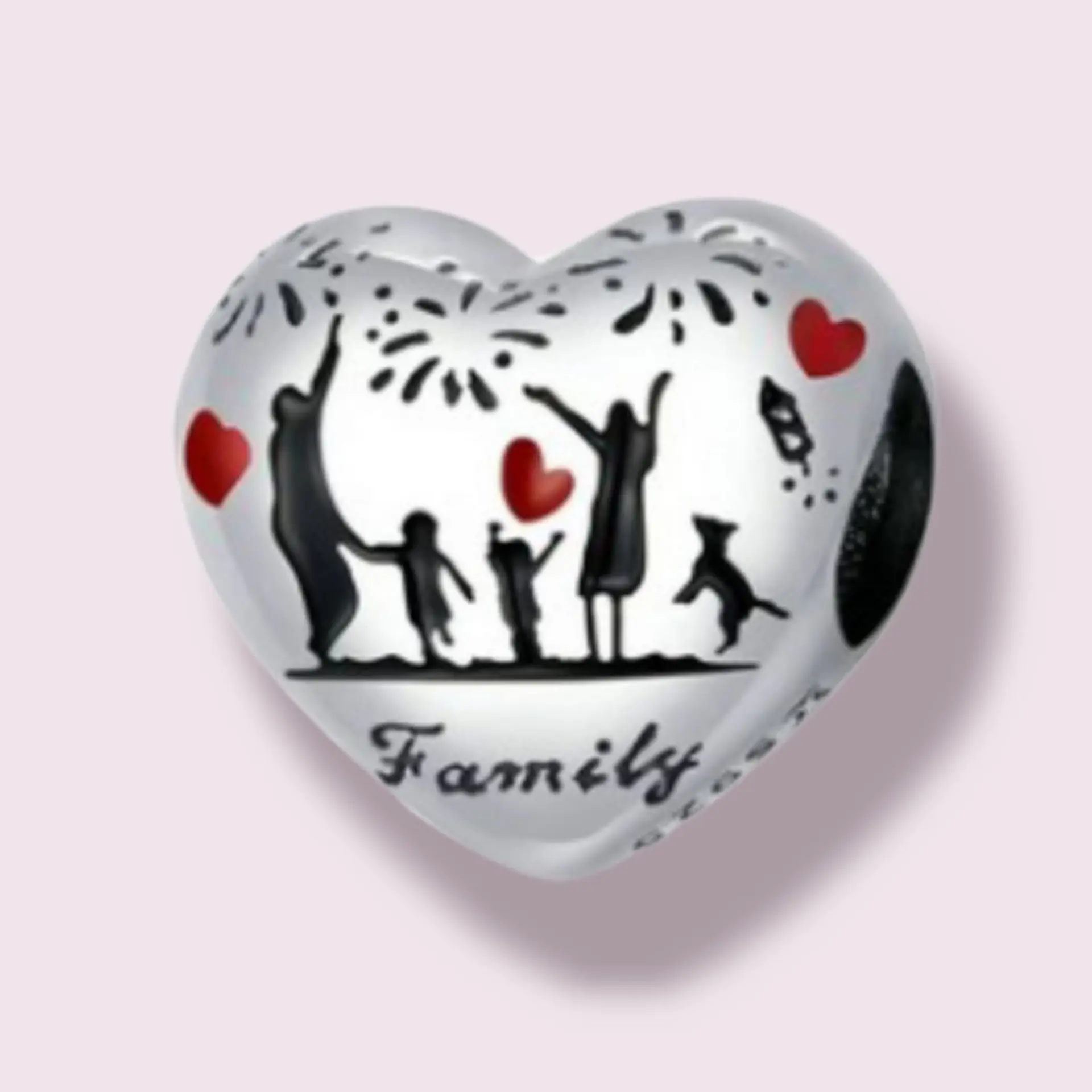 Charm dije abalorio familia de 5 plata 925 estilo Pandora corazón 5